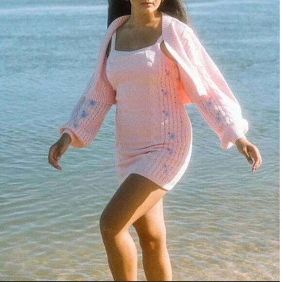 Sabo Skirt Original Australia Pink Purple Floral Embroidered Crop Cardigan M - Picture 7 of 8